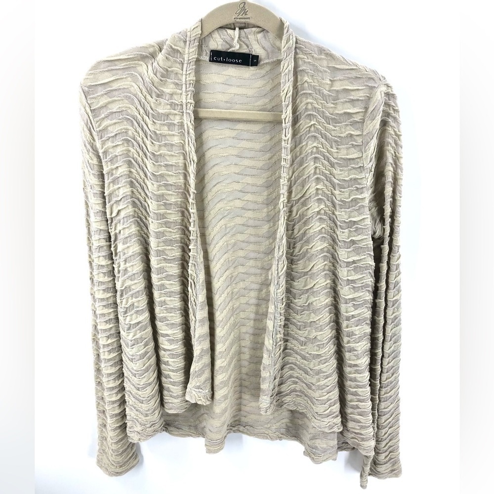 Cutloose Cardigan Womens Small Lagenlook Minimalist Textured Beachy Granola
